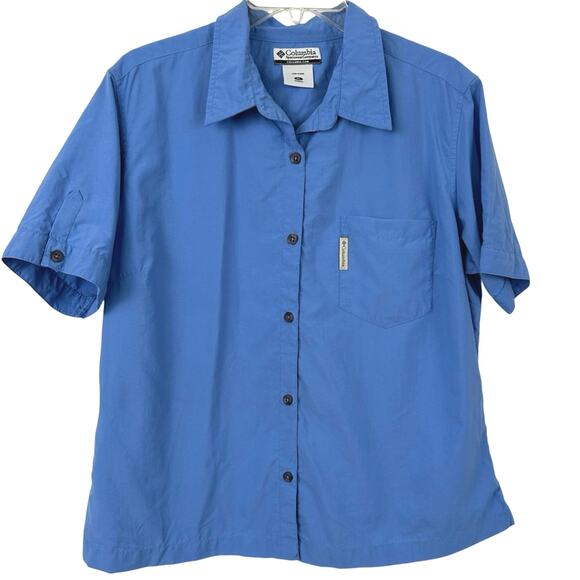 Columbia Womens Button Front Utility Top Shirt Blue Outdoor Activewear Size XL - Picture 1 of 4